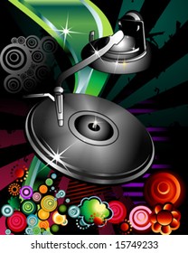 Party design with turntable on abstract background