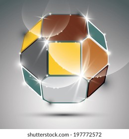 Party dimensional colorful sparkling globe with geometric figures. Vector dazzling abstract illustration - eps10 treasure. Nightclub and event theme.