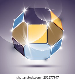 Party dimensional expressive sparkling mirror ball with geometric figures. Vector dazzling abstract illustration - eps10 treasure. Nightclub and event theme.