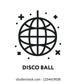 Party Disco Ball Vector Flat Line Stroke Icon Pictogram