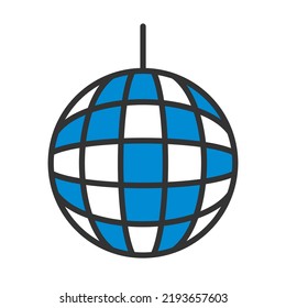 Icono de Esfera disco de fiesta. Contorno de negrita editable con diseño de relleno de color. Ilustración vectorial.