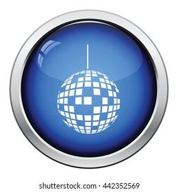 Party disco sphere icon. Glossy button design. Vector illustration.