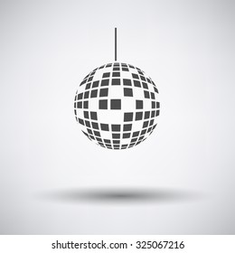 Party disco sphere icon on gray background with round shadow. Vector illustration.