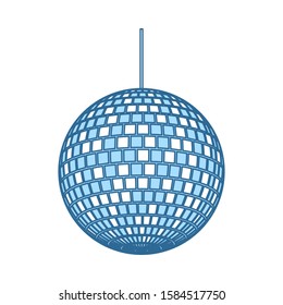 Party Disco Sphere Icon. Thin Line With Blue Fill Design. Vector Illustration.
