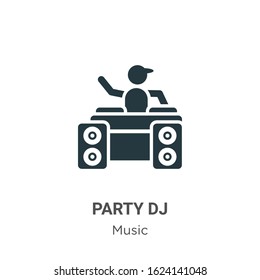 Party dj glyph icon vector on white background. Flat vector party dj icon symbol sign from modern music collection for mobile concept and web apps design.