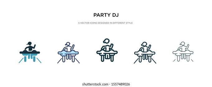 party dj icon in different style vector illustration. two colored and black party dj vector icons designed in filled, outline, line and stroke style can be used for web, mobile, ui