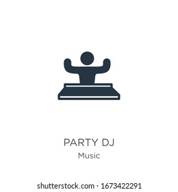 Party dj icon vector. Trendy flat party dj icon from music collection isolated on white background. Vector illustration can be used for web and mobile graphic design, logo, eps10