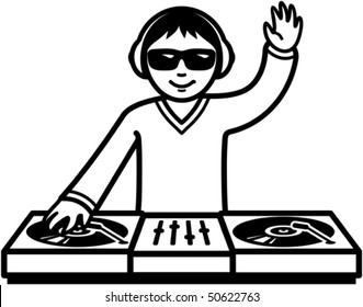 Party DJ at turntable illustration