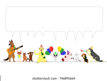 party dogs border with speech bubbles