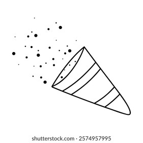 Party doodle elements, party horn isolated over put in back ground