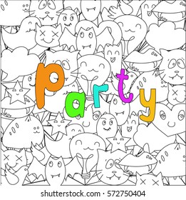 Party doodle hipster background