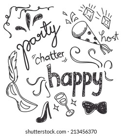 party doodle isolated on white background