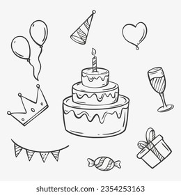 party doodle set art illustration drawing