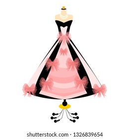Party dress. Ball gown isolated on mannequin.