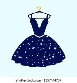 Party dress with fancy on mannequin. Illustration on white background.