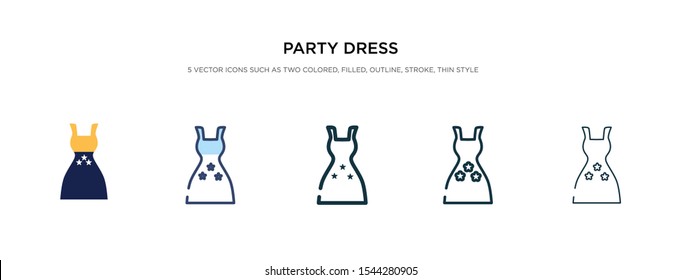 party dress icon in different style vector illustration. two colored and black party dress vector icons designed in filled, outline, line and stroke style can be used for web, mobile, ui