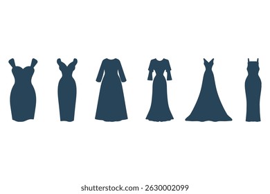 Party Dress Icon Set. Fashion Design