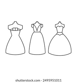 party dresses, party suits icon set, suitable for other important occasions, nym, editable stroke