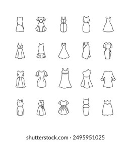 party dresses, party suits icon set, suitable for other important occasions, nym, editable stroke