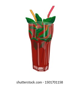 party drink, strawberry mojito, daikiri coctail vector