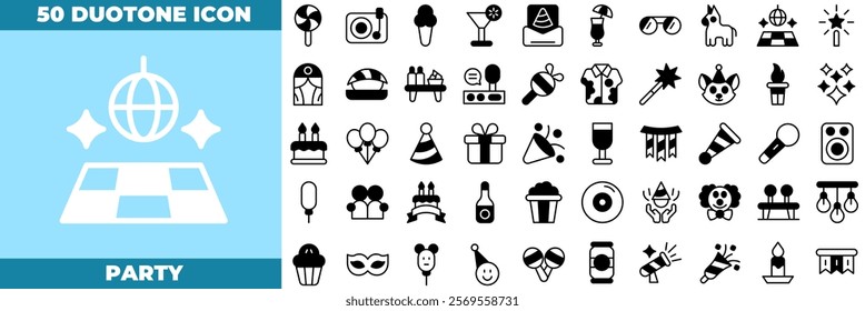 Party Duotone Editable Icons set. Vector illustration in modern thin duotone style of party icons: party, event, dinner, etc