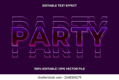 Party editable text effect, lettering typography font style, glitch 3d text for tittle