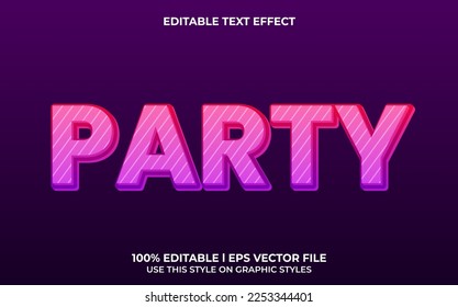 Party editable text effect, lettering typography font style, esport 3d trendy for tittle