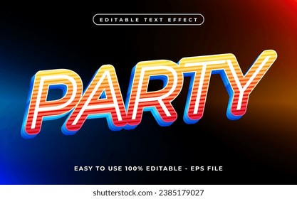 Party editable text effect mock up use for logo and business brand, 3d typography template