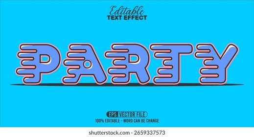 Estilo de efecto de texto editable PARTY, ilustración de palabra de Arte vectorial.