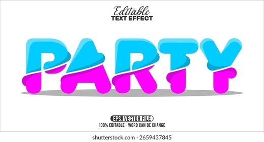 PARTY estilo de efeito de texto editável, ilustração de palavra de arte vetorial.
