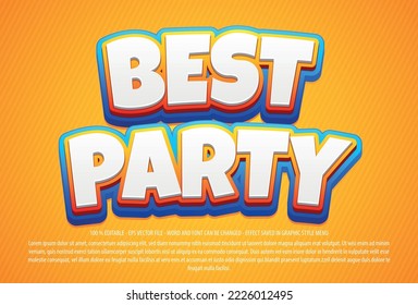 Party editable text effect template with 3d style use for logo and business brand