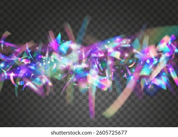 Party Effect. Digital Paper. Foil Iridescent Explosion. Blue Happy Burst. Retro Sparkle. Explosion Ribbon. Isolated Poster. Hologram Confetti. Purple Party Effect