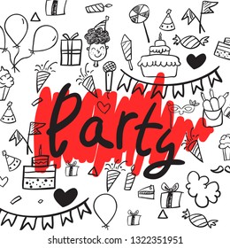  Party element. Hand drawing Doodle  doodle background vector