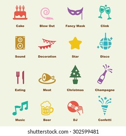 party elements, vector infographic icons