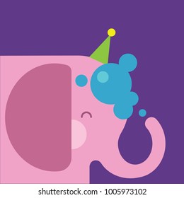 Party Elephant on purple background
