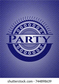 Party emblem with denim high quality background