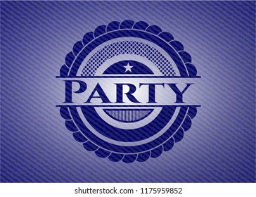 Party emblem with denim texture