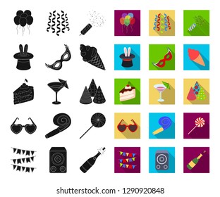 Party, entertainment black,flat icons in set collection for design. Celebration and treat vector symbol stock web illustration.