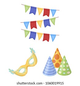 Party, entertainment cartoon icons in set collection for design. Celebration and treat vector symbol stock web illustration.