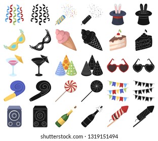 Party, entertainment cartoon,black icons in set collection for design. Celebration and treat vector symbol stock web illustration.