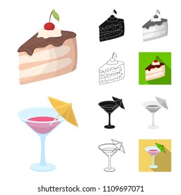 Party, entertainment cartoon,black,flat,monochrome,outline icons in set collection for design. Celebration and treat vector symbol stock web illustration.