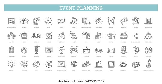 Party entertainment, event organisation and banquet icons