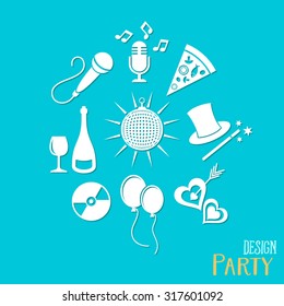 Party and entertainment icons collection vector illustration