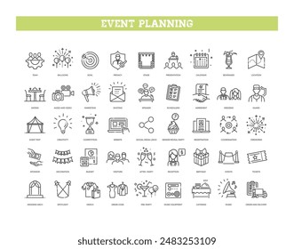 Party entertainment outline icons. Event planning