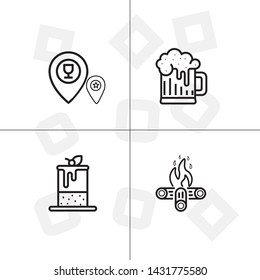 Party and event activity outline lineal icon set transparent background.