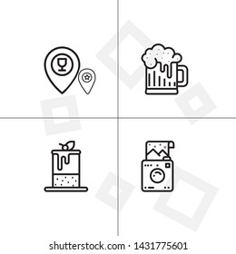 Party and event activity outline lineal icon set transparent background.