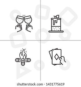 Party and event activity outline lineal icon set transparent background.