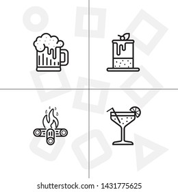 Party and event activity outline lineal icon set transparent background.