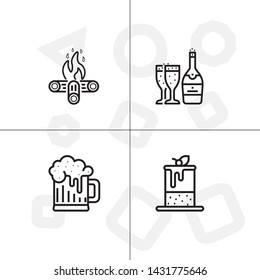 Party and event activity outline lineal icon set transparent background.