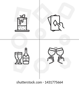 Party and event activity outline lineal icon set transparent background.